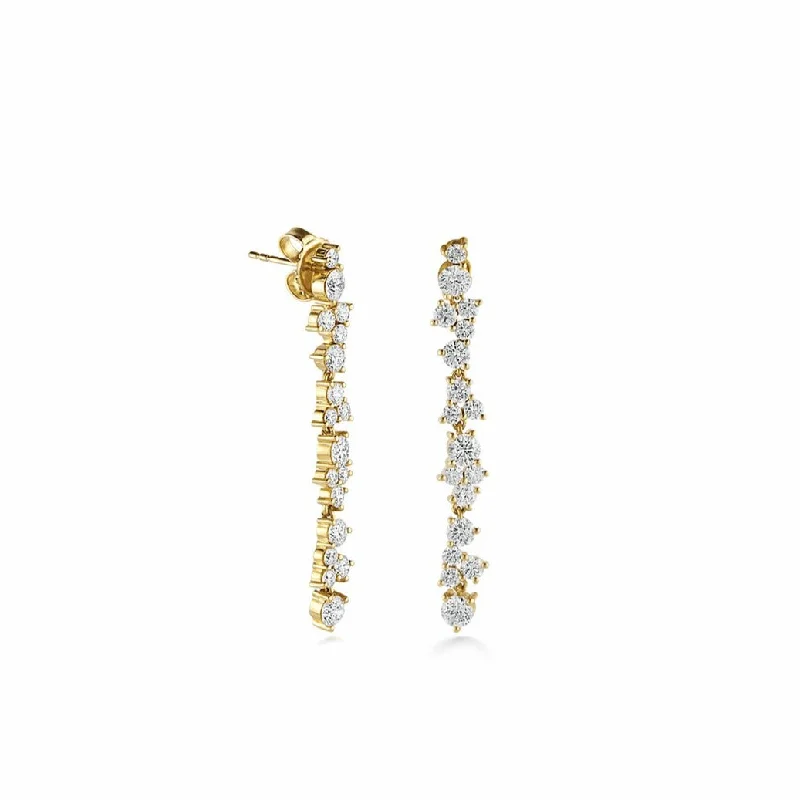 Luxury Chandelier Earrings-Gold & Diamond Cocktail Linear Earrings