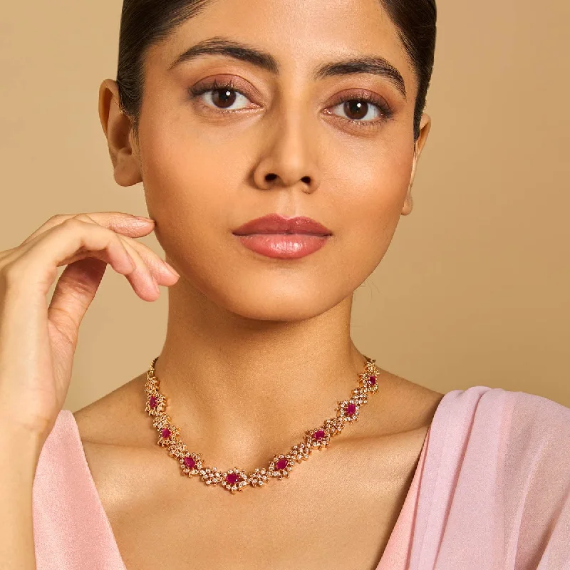 Trendy Gold Necklace-Zircon Necklace 173227