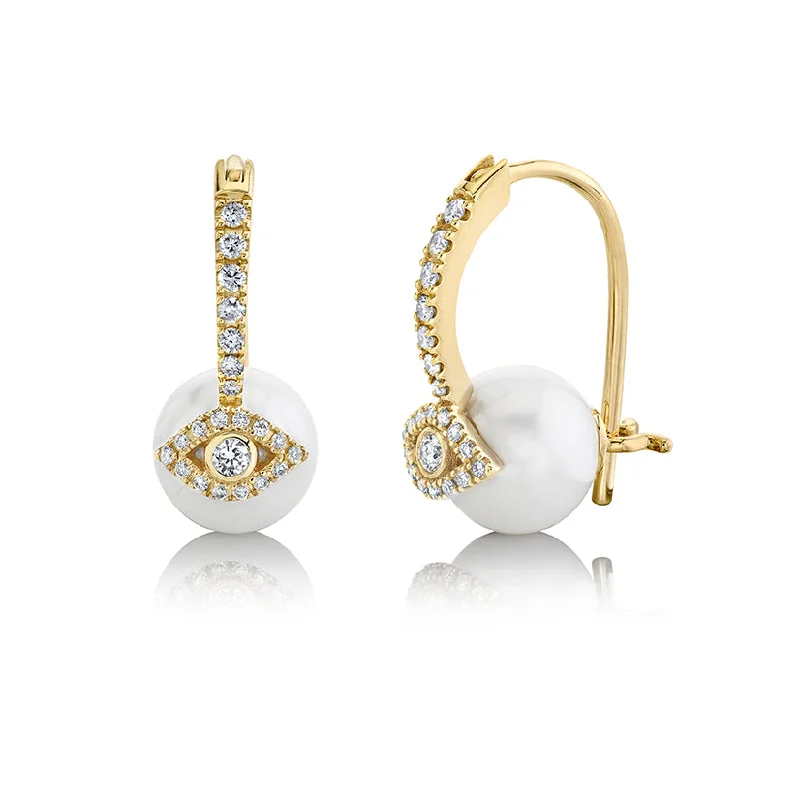 Elegant Ear Cuffs-Gold & Diamond Eye Pearl Earrings