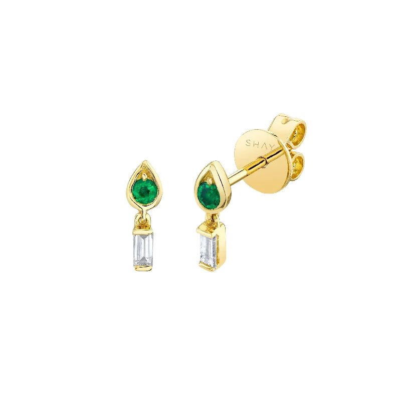 Luxury Chandelier Earrings-READY TO SHIP MINI ME DIAMOND & EMERALD LIT'S LIT STUDS