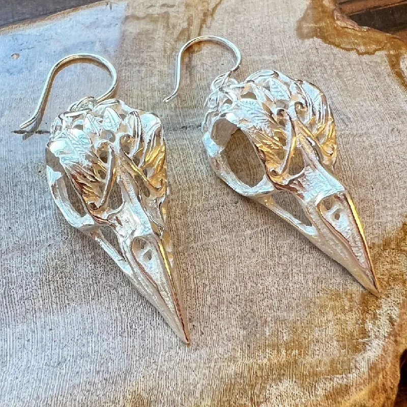 Double Hoop Earrings-<span>ASES-217<span>: </span></span>Silver Ravens - Silver Posts