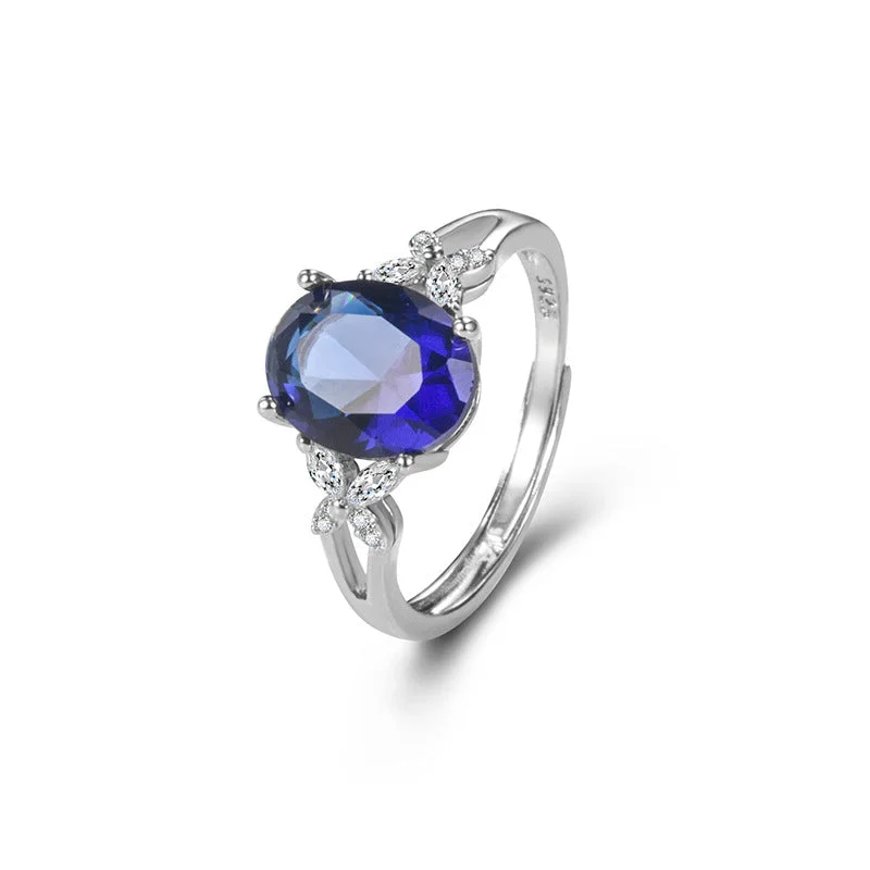 Sapphire Ring [White Gold Color]]