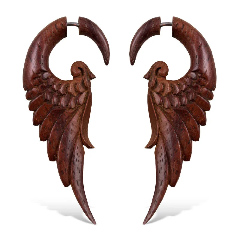 Fashion Drop Earrings-<span>EFW-827<span>: </span></span>Forest Wings - Wood