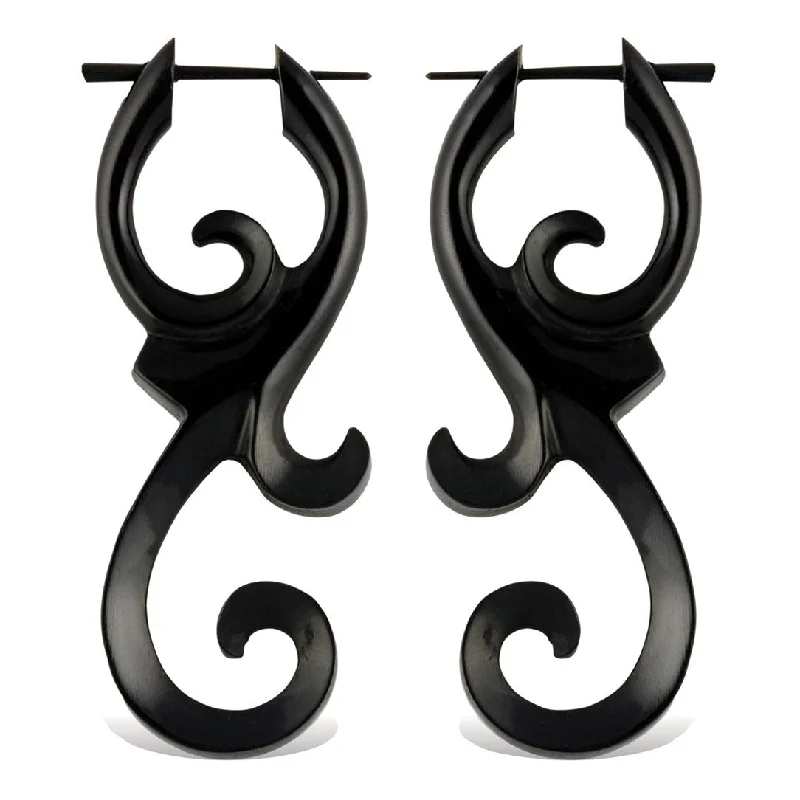 Shiny Drop Earrings-<span>ERH-765<span>: </span></span>Ma'ayan Curls - Horn