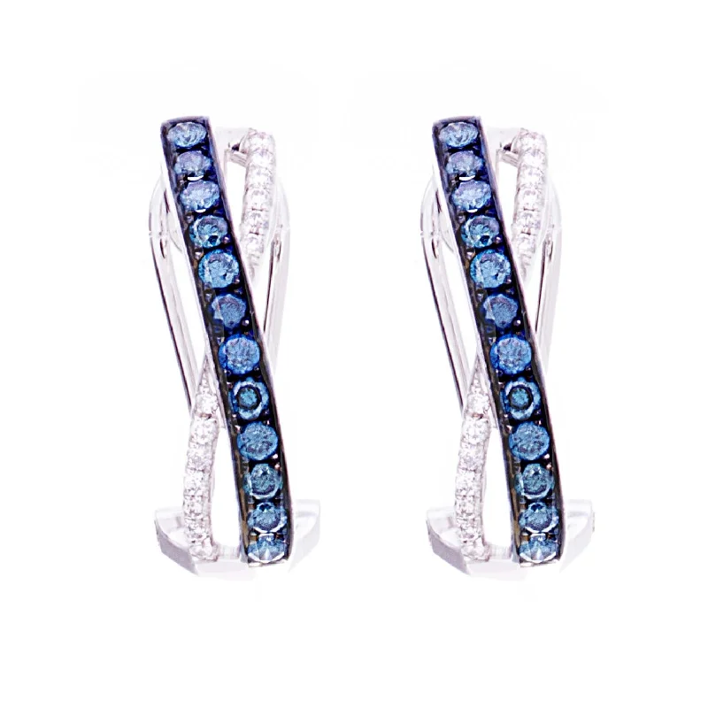 Crystal Hoop Earrings-Blue Diamonds Earrings