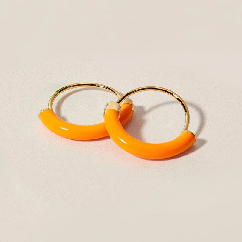 Geometric Stud Earrings-Saz neon orange mini hoops