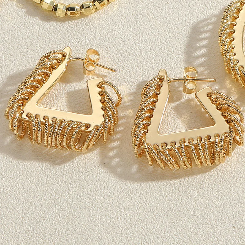 Triangle Circle Tassel Earrings