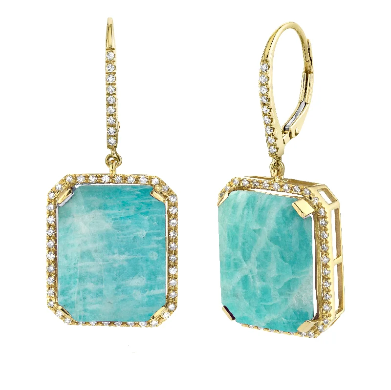 Modern Chandelier Earrings-AMAZONITE PORTRAIT EARRINGS