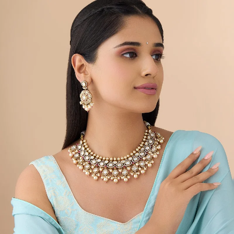 Simple Silver Chain Necklace-Kundan Necklace 176785