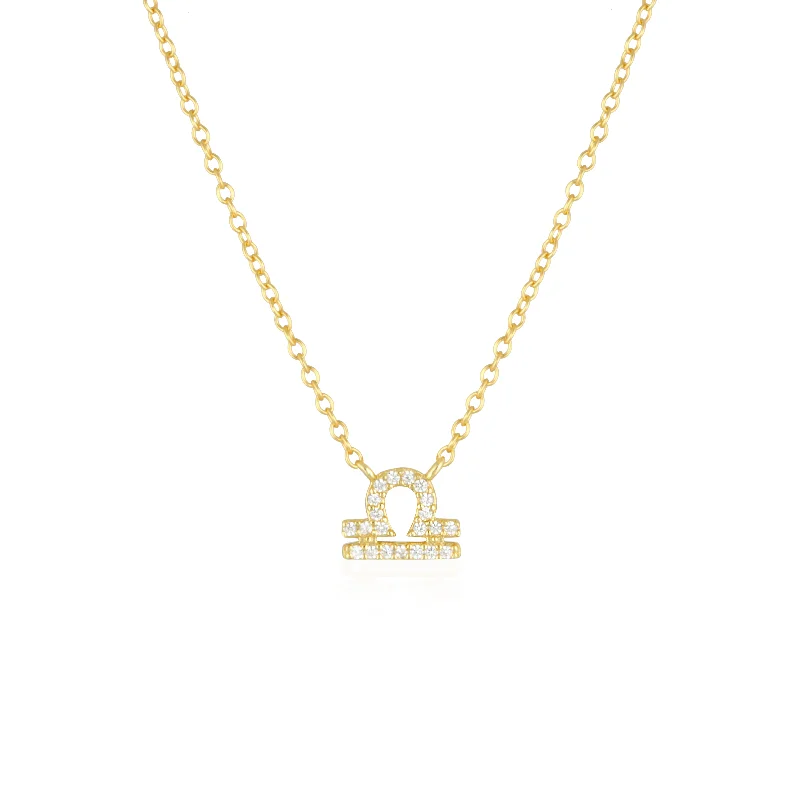 Statement Gold Necklace-Libra Charm Necklace