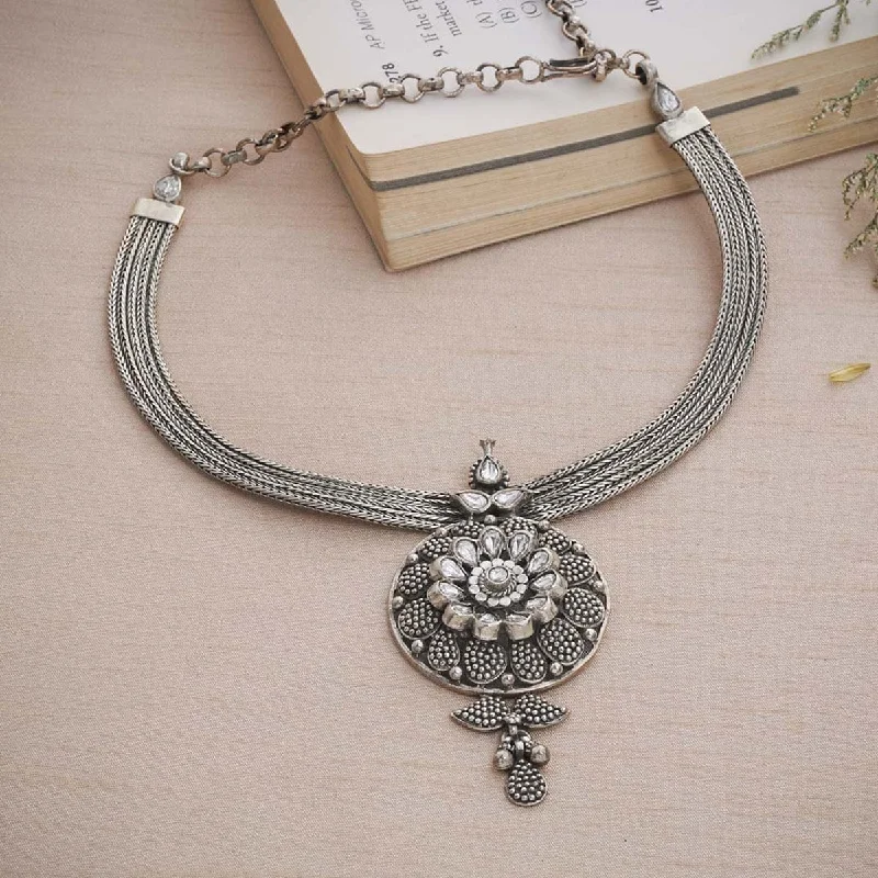 Vintage Diamond Necklace-92.5 Silver Necklace 163046