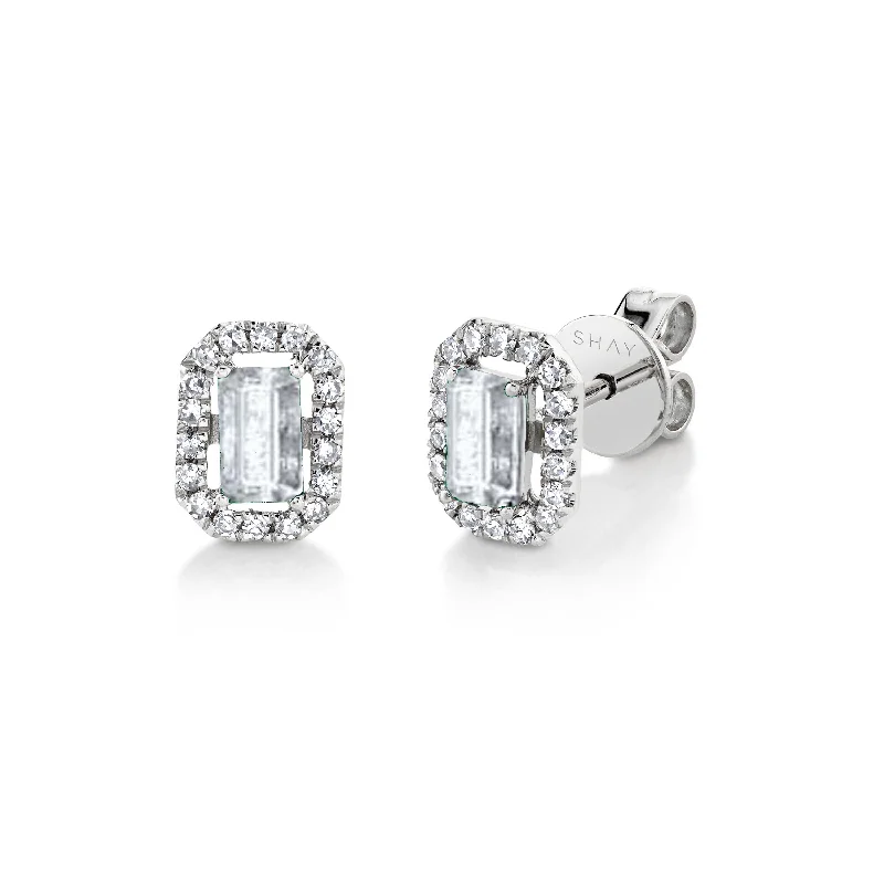 Fancy Drop Earrings-DIAMOND HALO STUDS