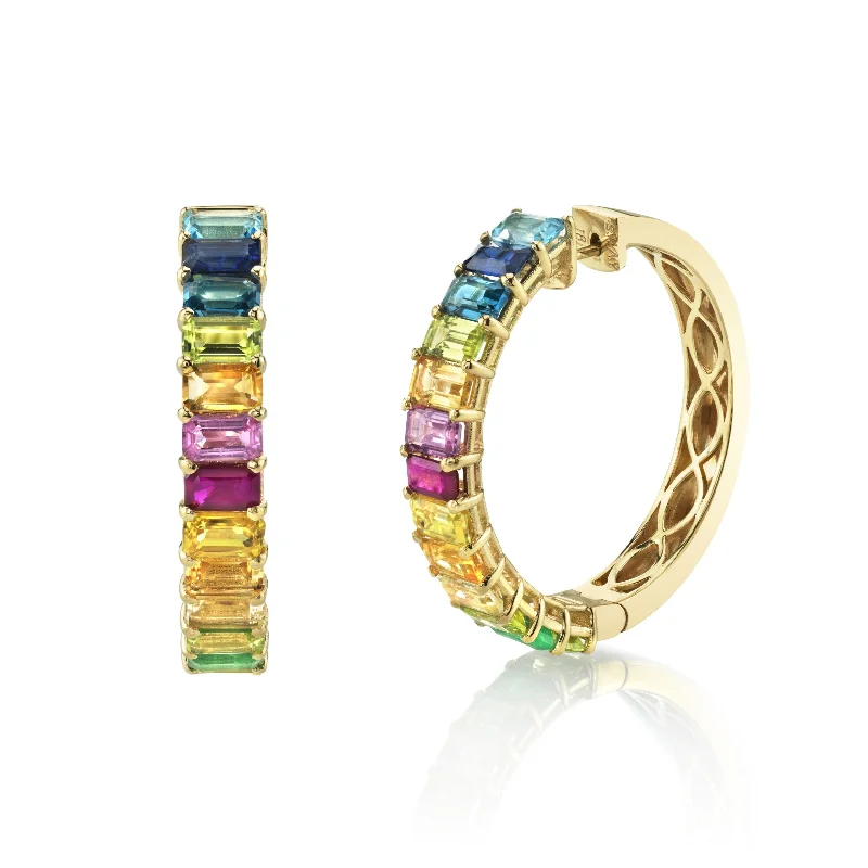 Modern Drop Earrings-RAINBOW ETERNITY HOOPS