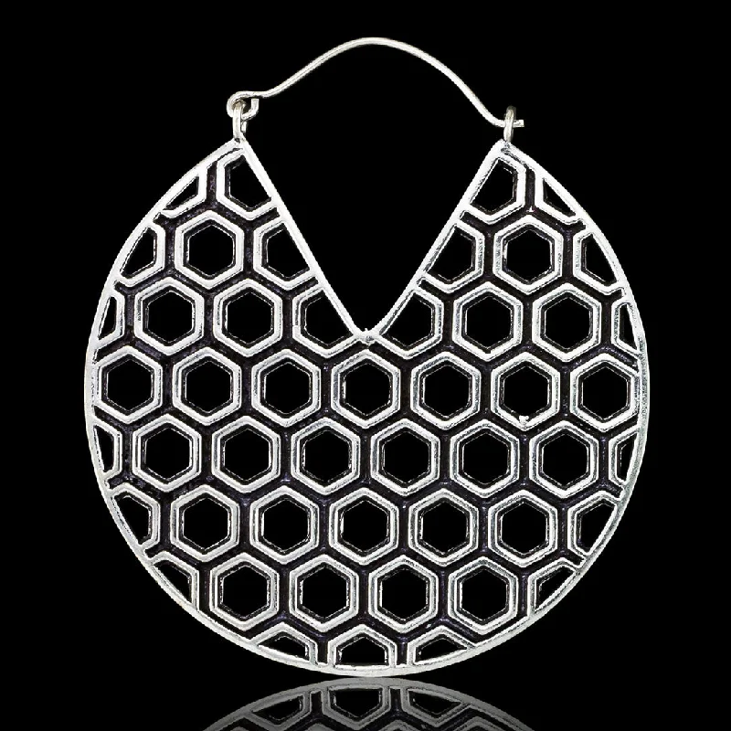 Classic Stud Earrings-<span>ASE-268<span>: </span></span>Honeycomb Hoops