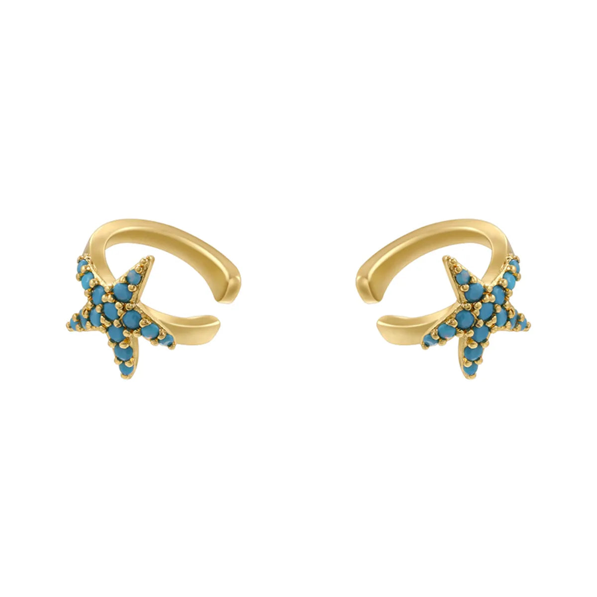 Ve1435 Gold Blue Diamond 1 Pair