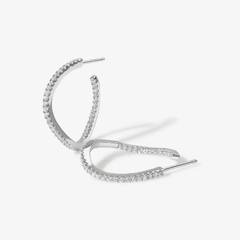 Metal Statement Earrings-Vanh wave midi hoop earrings