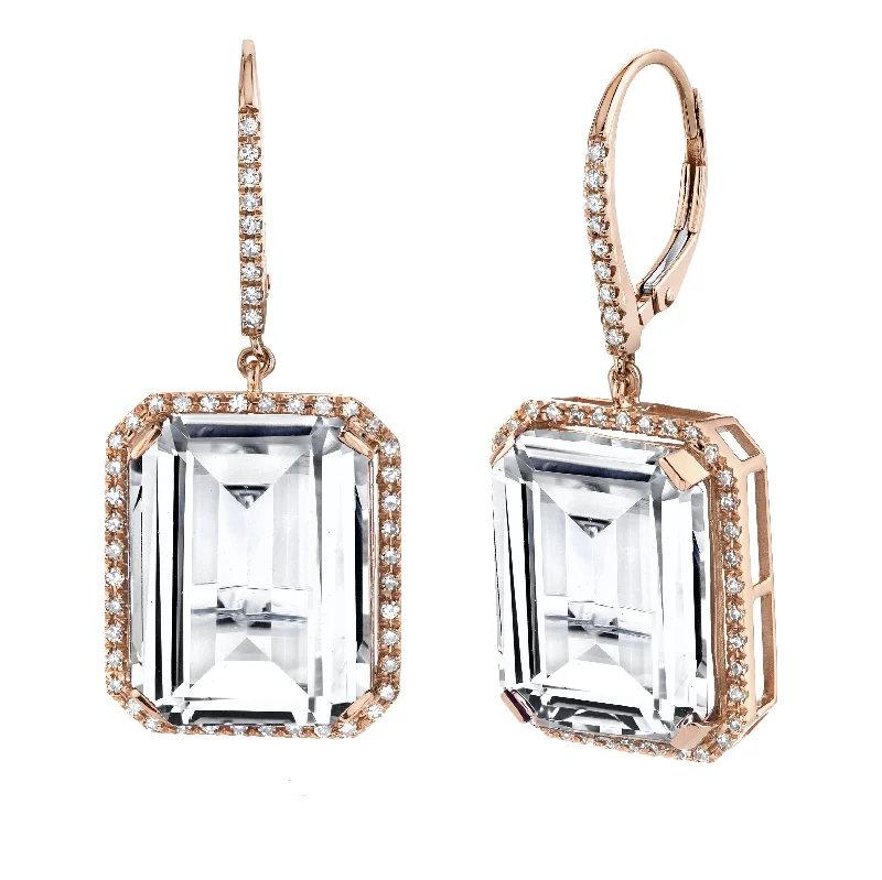 Handcrafted Earrings-WHITE TOPAZ PORTRAIT EARRINGS