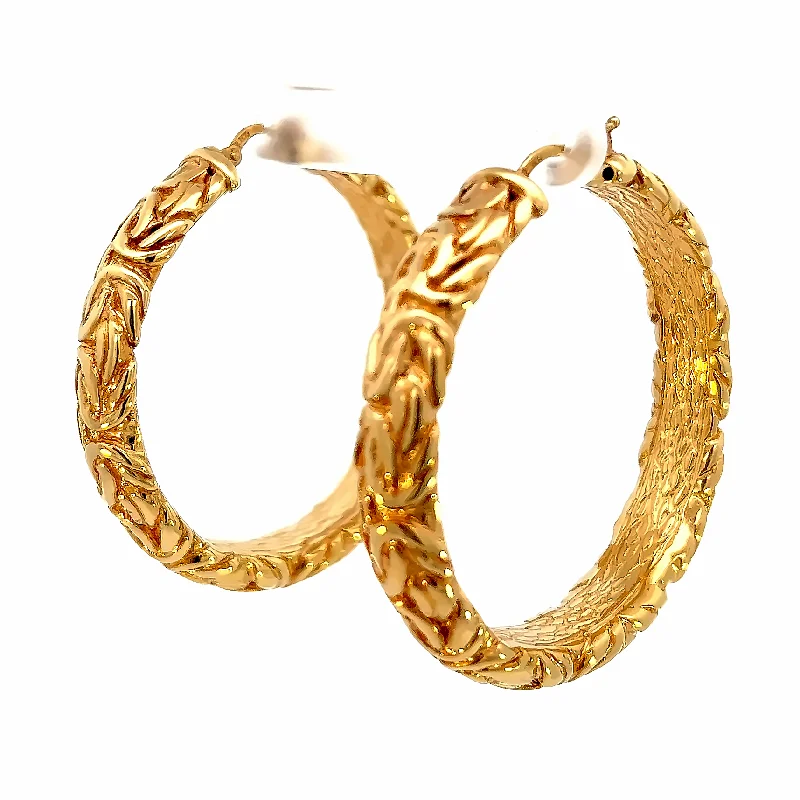 Embellished Earrings-Gold Byzantine Hoop Earrings 9mm - 2"