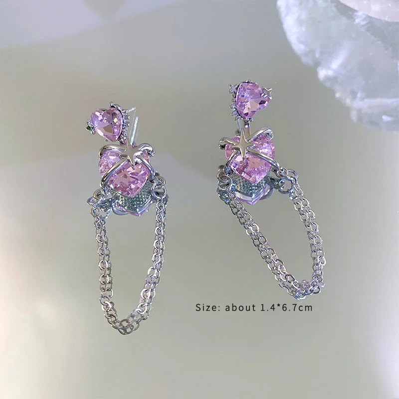 Size Love Heart Crystal Studs