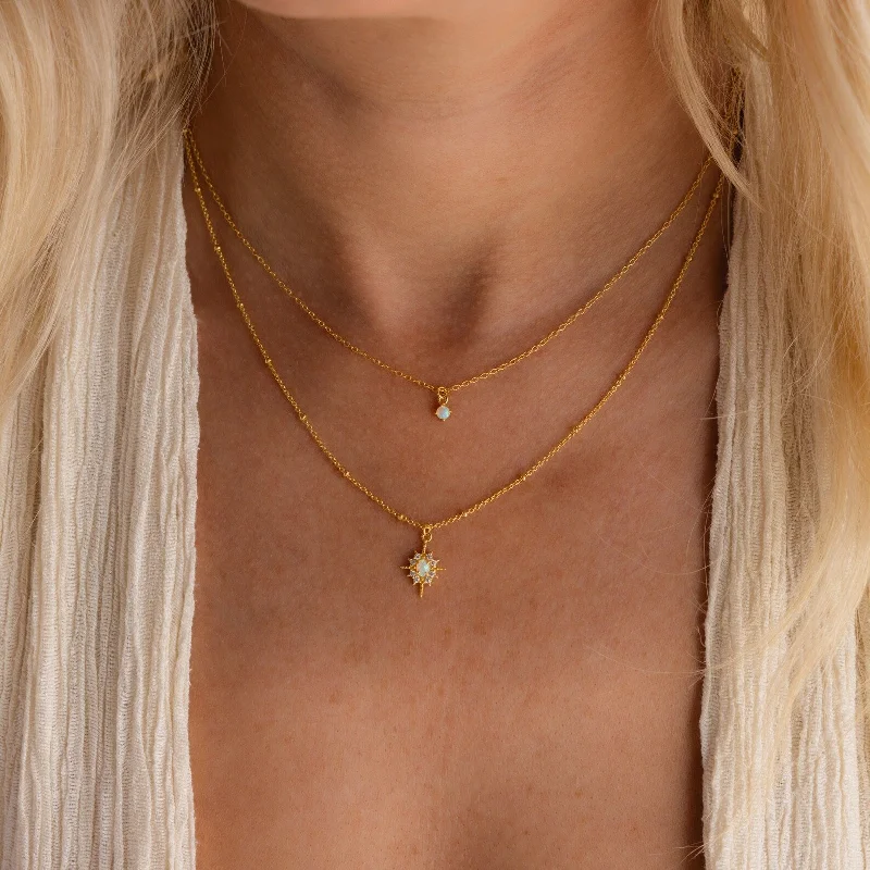 Personalized Gold Necklace-Opal Star Duo Necklace