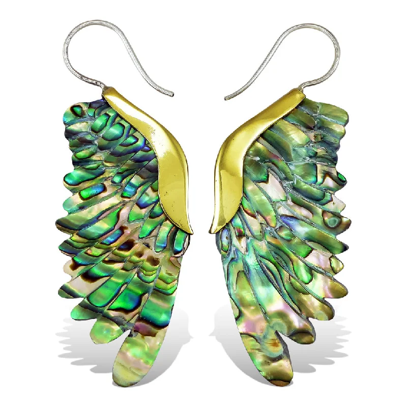 Modern Chandelier Earrings-<span>ESA-104<span>: </span></span>Nesting Wings - Abalone Shell