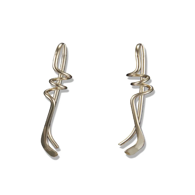 Silver Teardrop Earrings-2938 - Minimalist Threader - Vine