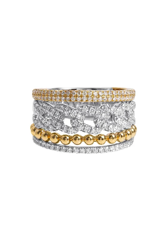 TOMEI Diamond Ring, White+Yellow Gold 750