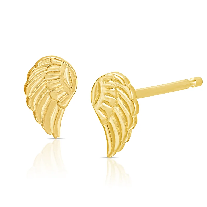 Trendy Statement Earrings-Charm Stud - Angel Wing