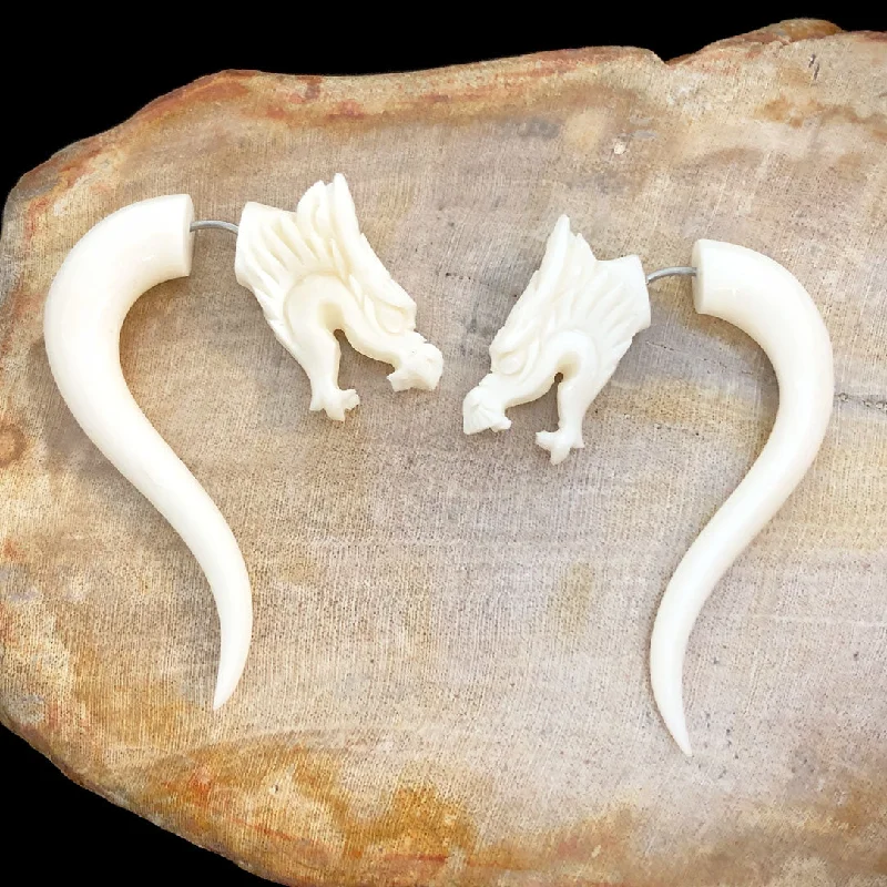 Unique Silver Earrings-<span>EFB-102<span>: </span></span>Dragon Drops - Bone