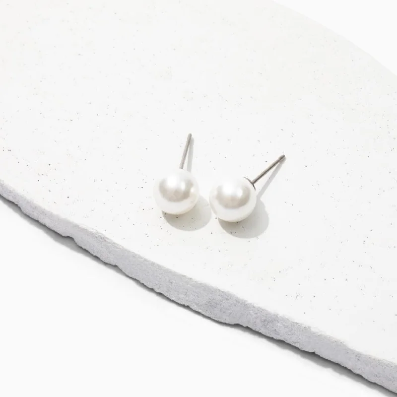 Metal Hoop Earrings-Large Charlotte Pearl Stud Earrings