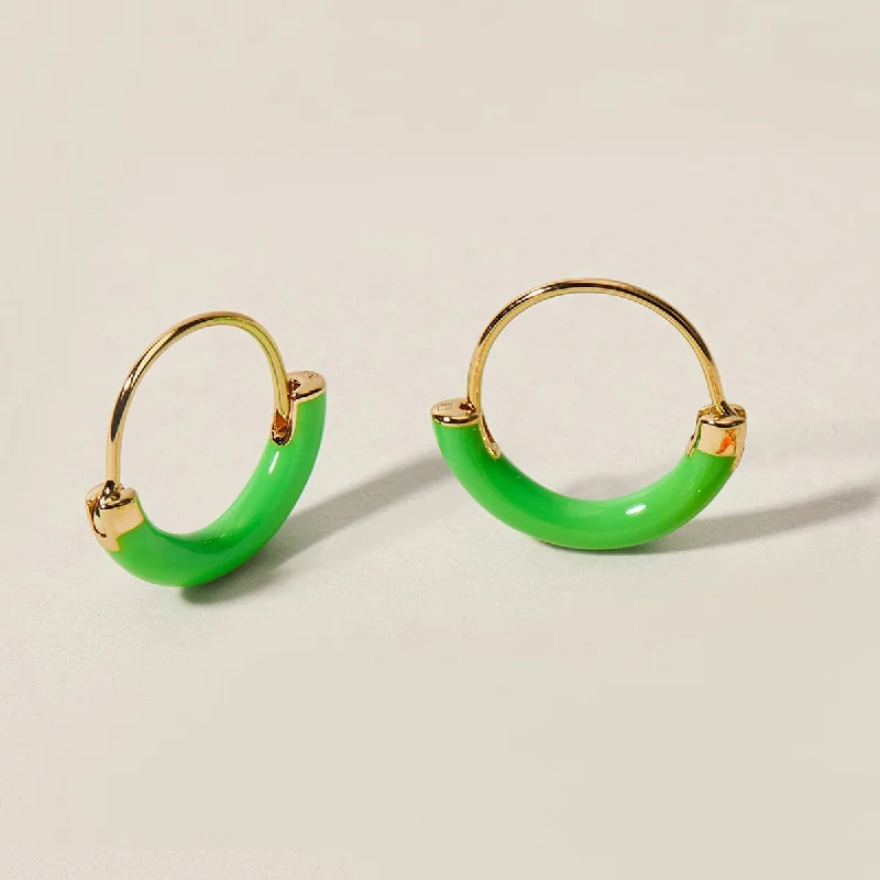 Heart-Shaped Stud Earrings-Saz neon green mini hoops