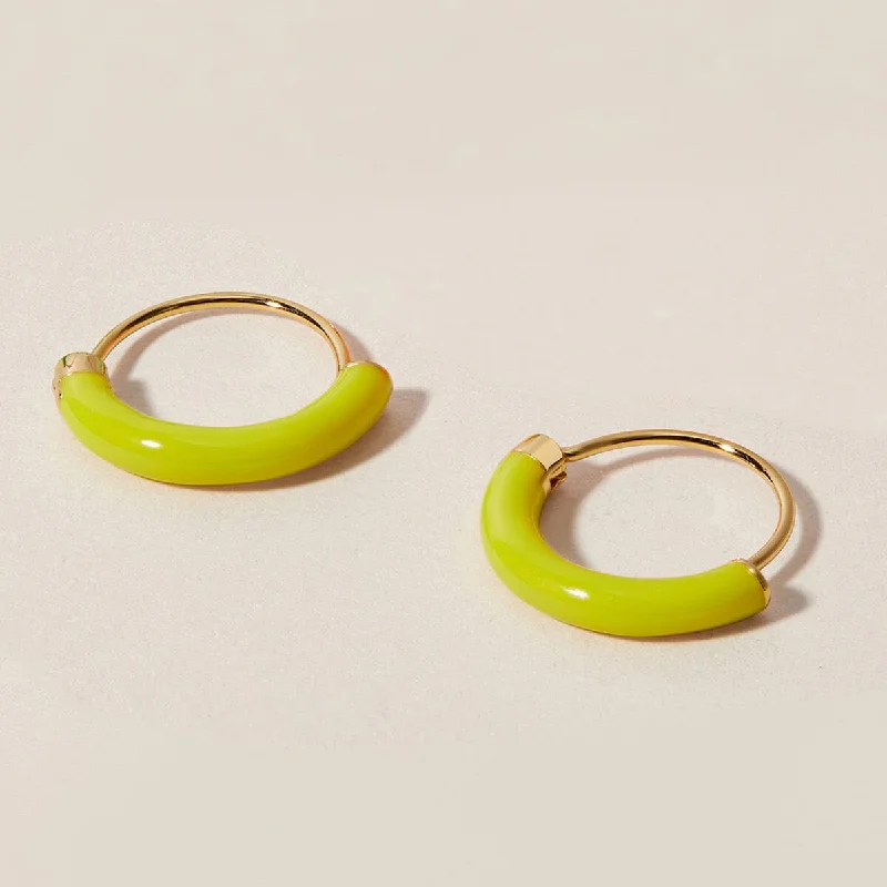 Elegant Gold Earrings-Saz neon yellow mini hoops