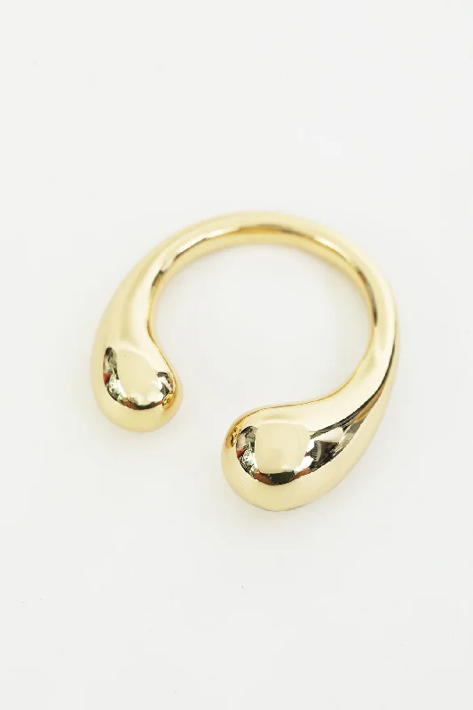 Open Teardrop Detail Adjustable Gold Ring