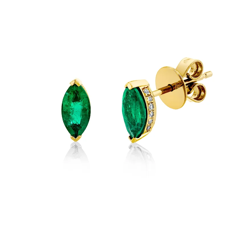 Cute Dangle Earrings-EMERALD MARQUISE HALO STUDS