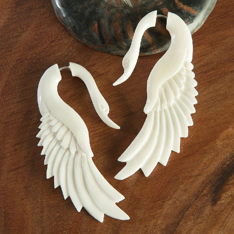 Modern Geometric Earrings-<span>EFB-834<span>: </span></span>Yafah Swans - Bone