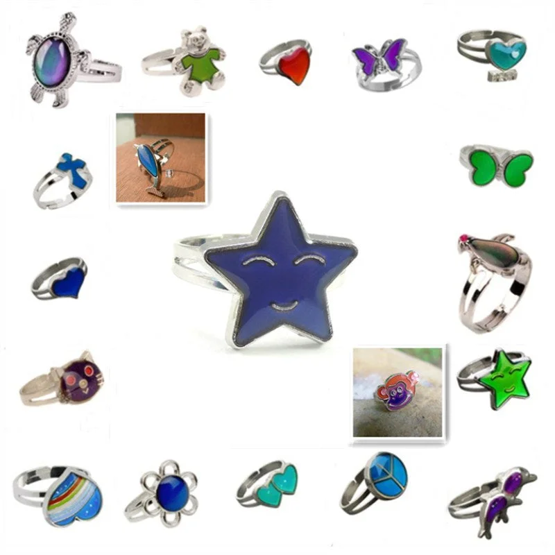 Smiley Face Five-Pointed Star Temperature Change Ring