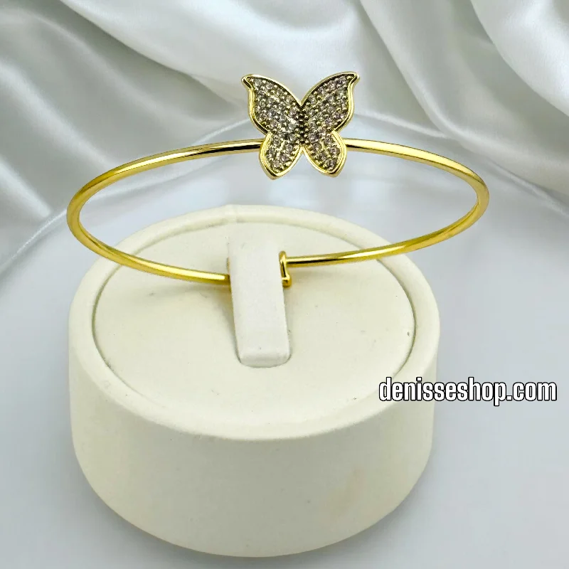 Men’s Personalized Bracelet-14K / GIRL WHITE STONE BUTERFLY BRACELET BR532