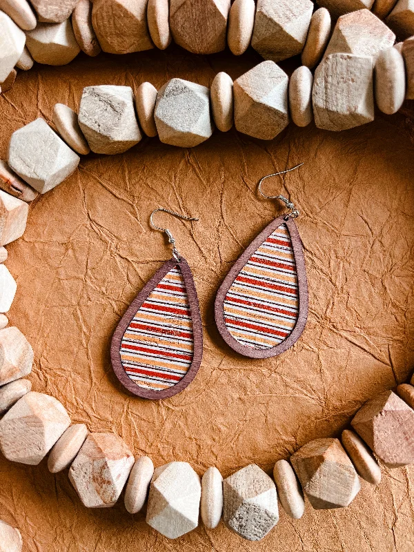 Adjustable Drop Earrings-Beautiful Colorful Retro Wood Drop Earrings