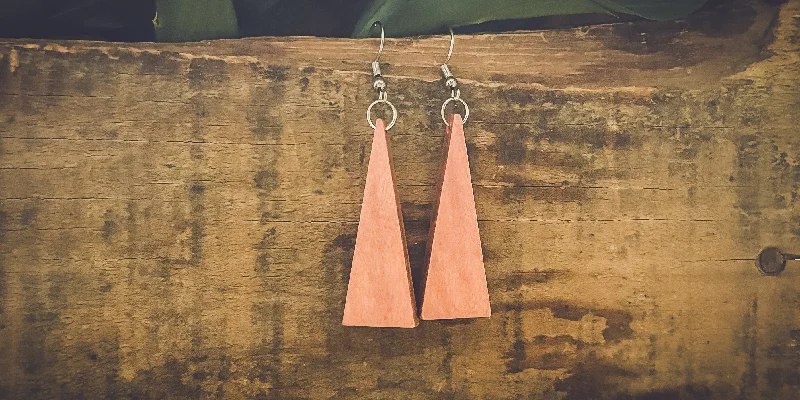 Geometric Dangle Earrings-Beautiful Boho Triangle Wooden Drop Earrings