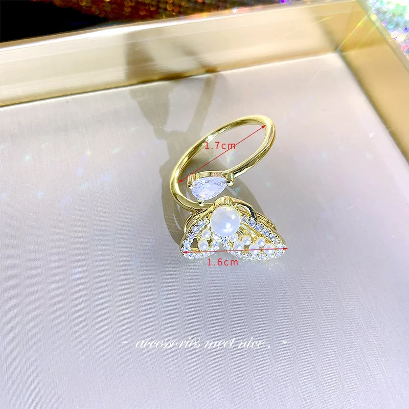 Ga0530 Water Drop Zirconium Butterfly Ring