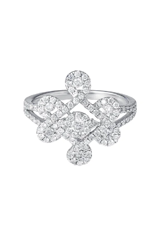 TOMEI Ruyi Knot Diamond Ring, White Gold 750