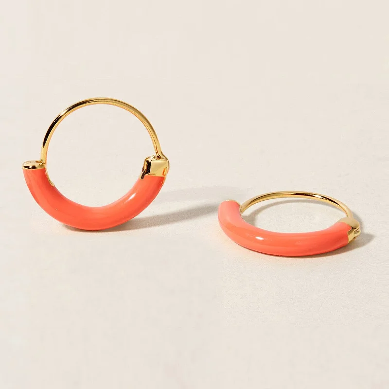 Fashionable Chandelier Earrings-Saz neon peach mini hoops