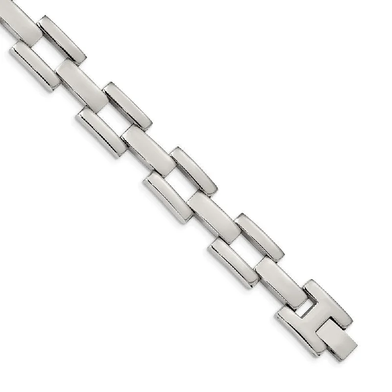 Multi-Layer Silver Bracelet-Stainless Steel Polished Open Link 8.5 inch Bracelet