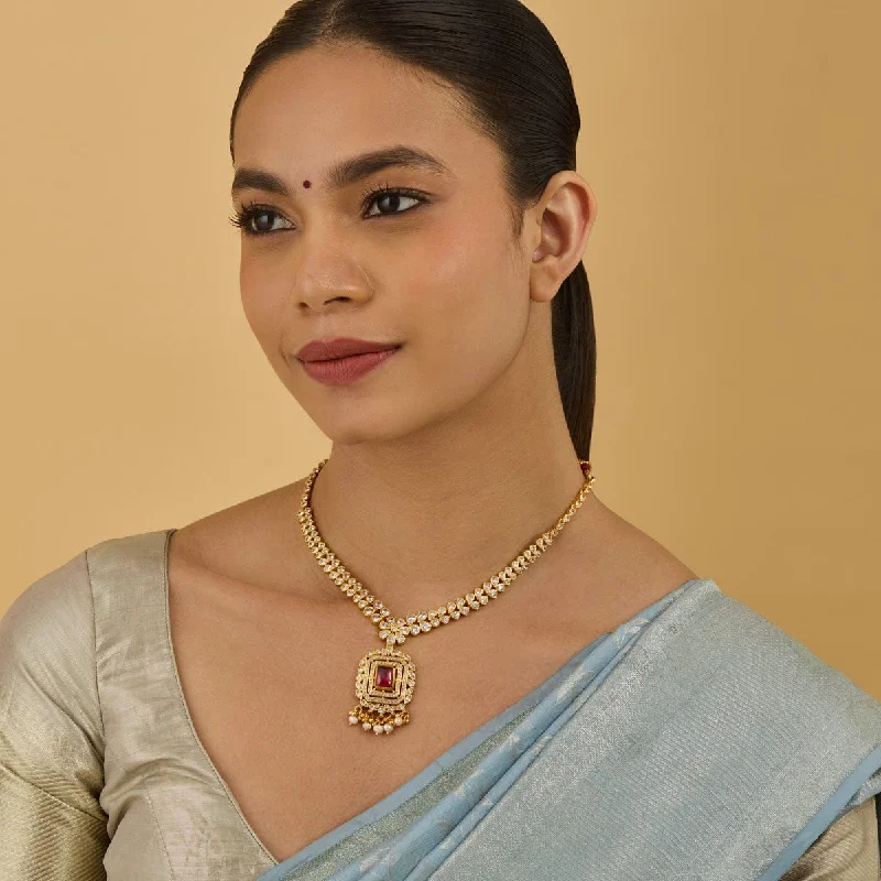 Minimalist Gold Chain Necklace-Silver Temple Necklace 174316