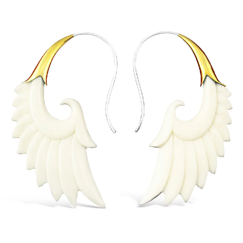 Gold Hoop Earrings-<span>ESB-068<span>: </span></span>Shira Wings - Bone