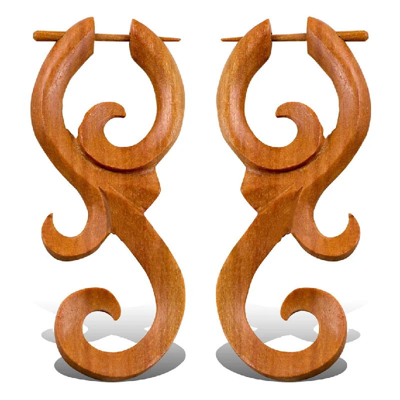 Elegant Drop Earrings-<span>ERW-765<span>: </span></span>Ma'ayan Curls - Wood