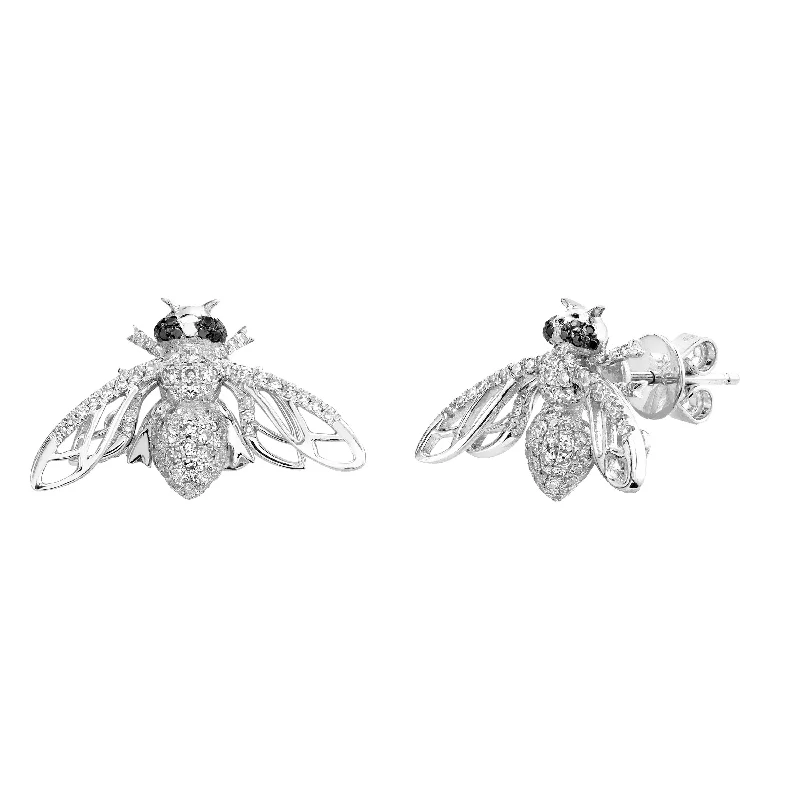 Heart-Shaped Stud Earrings-READY TO SHIP DIAMOND BEE STUDS