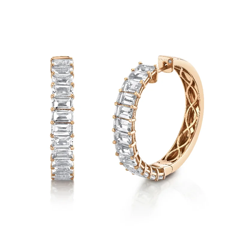 Metal Hoop Earrings-READY TO SHIP WHITE TOPAZ ETERNITY HOOPS