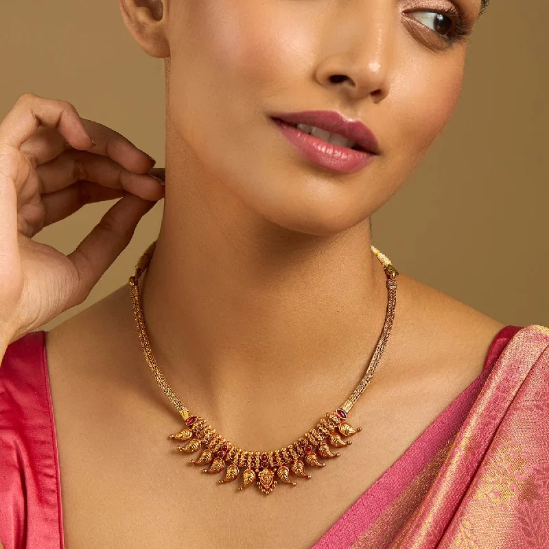 Unique Gold Pendant Necklace-Silver Temple Necklace 172392