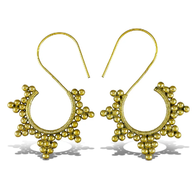 Luxurious Gold Earrings-<span>BRE-025<span>: </span></span>Gold Star Curls